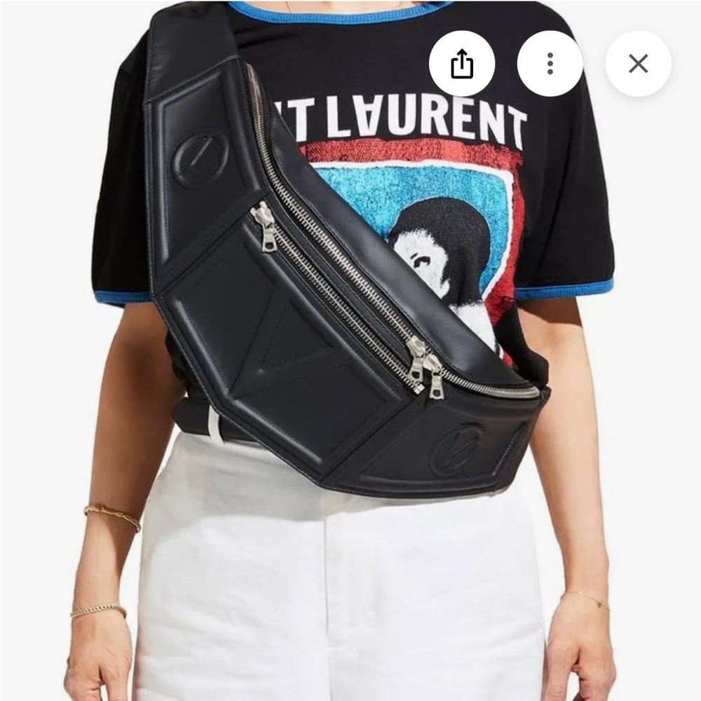 Men's Black Belt Bag with Silver Accents